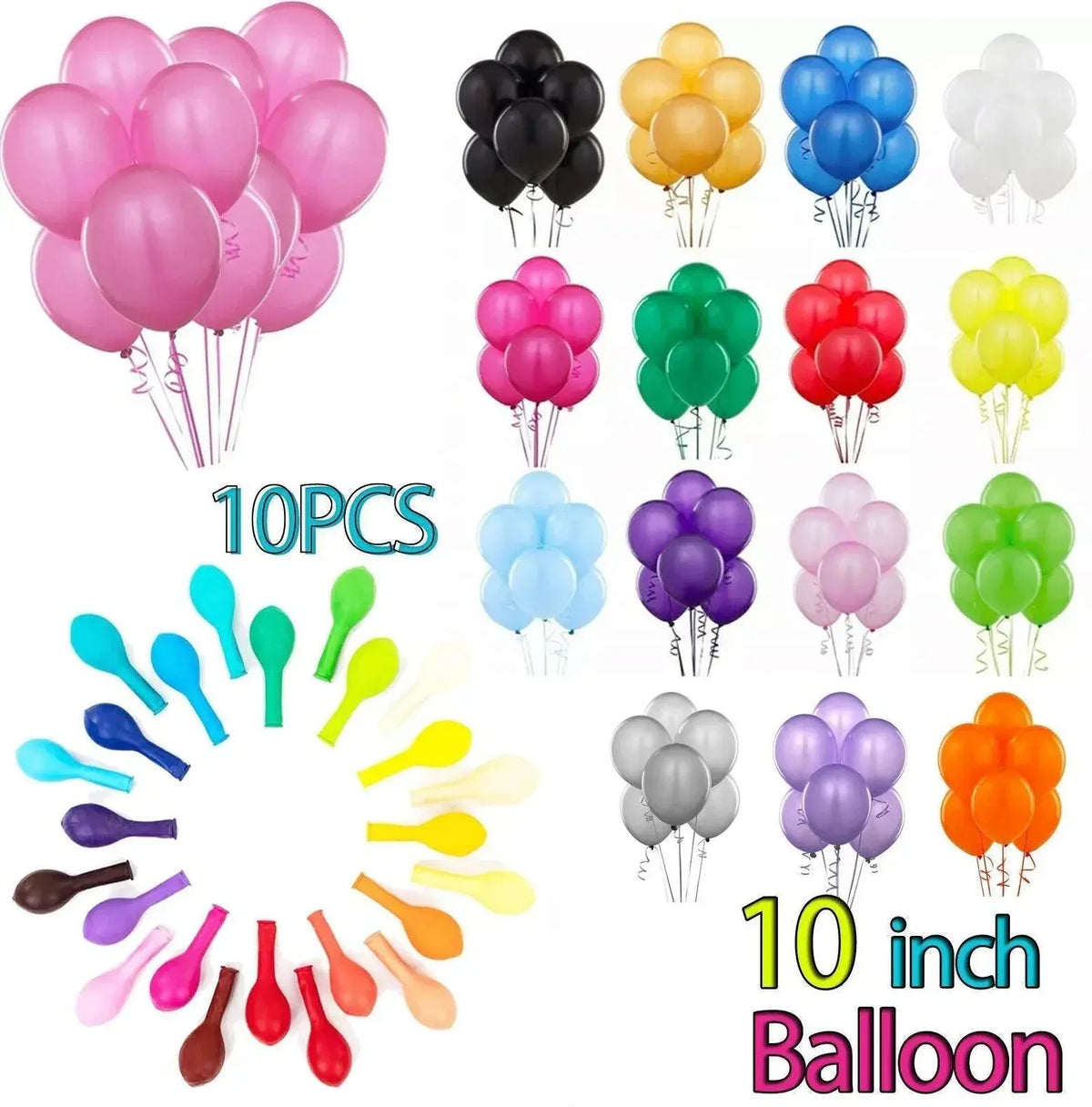 Latex Balloons 10 Inch for Birthday Party Wedding Event Decoration 10PCS Set - Rose Red