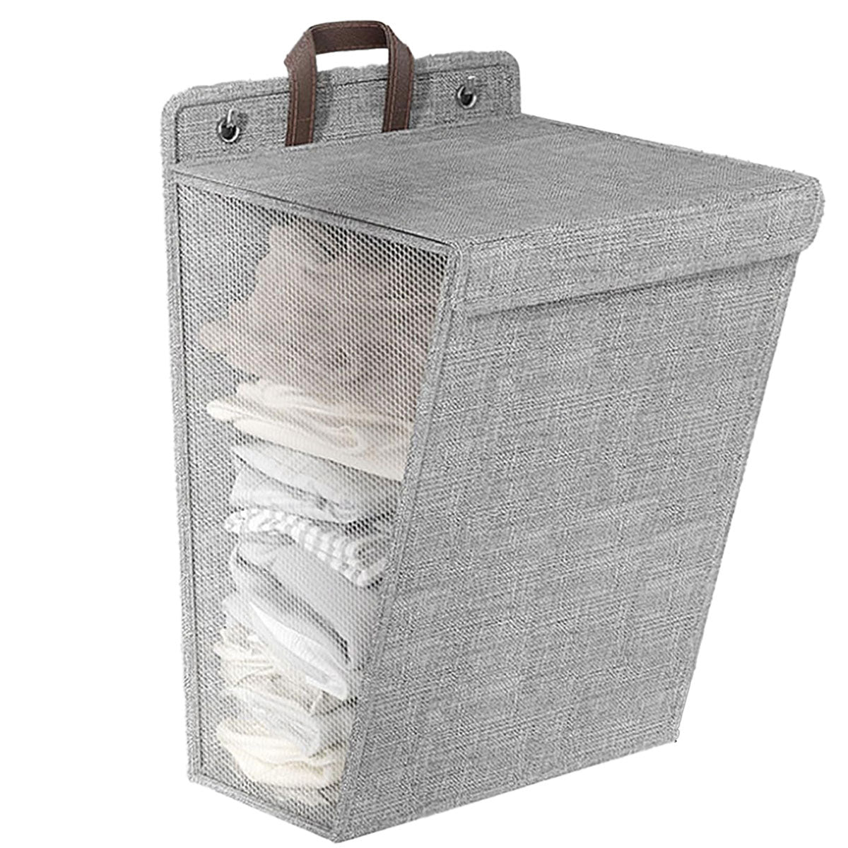 Foldable Laundry Basket Wall Mounted Clothes Storage Basket Household Organizer - Beige