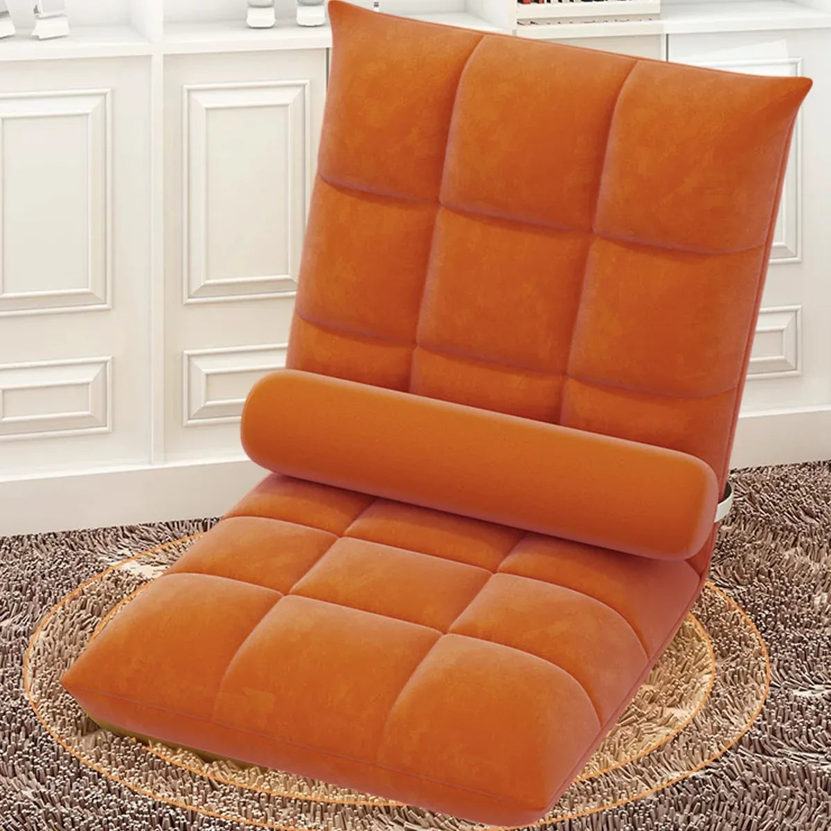 Floor Lounge Sofa Bed Chair with Lumbar Pillow Folding Adjustable Cushion - White