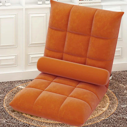 Floor Lounge Sofa Bed Chair with Lumbar Pillow Folding Adjustable Cushion - White