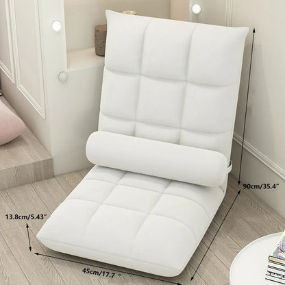 Floor Lounge Sofa Bed Chair with Lumbar Pillow Folding Adjustable Cushion - White