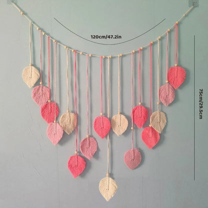 Bohemian Wall Hanging Cotton Cord Wood Bead Tassel Wall Tapestry Photo Decor