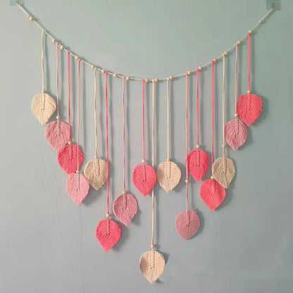 Bohemian Wall Hanging Cotton Cord Wood Bead Tassel Wall Tapestry Photo Decor