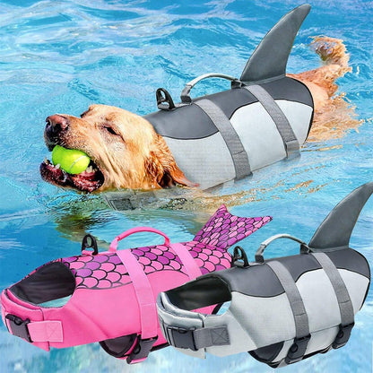 Pet Life Jacket Dog Swim Vest Outdoor Water Gear for Summer Swimming Activities - Grey S