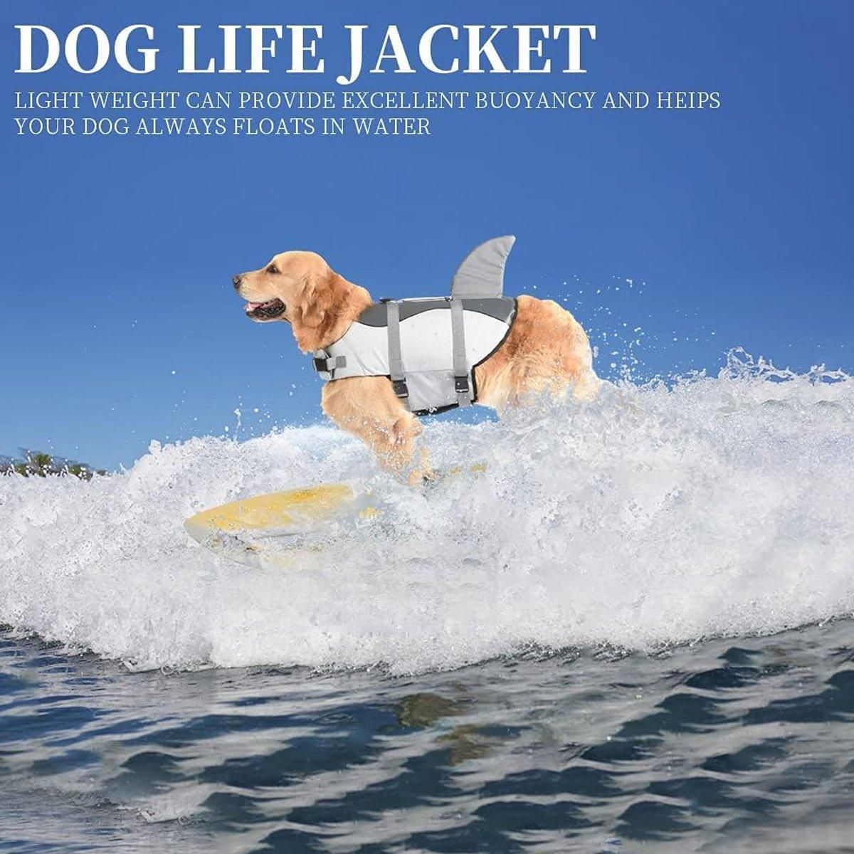 Pet Life Jacket Dog Swim Vest Outdoor Water Gear for Summer Swimming Activities - Grey S