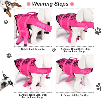 Pet Life Jacket Dog Swim Vest Outdoor Water Gear for Summer Swimming Activities - Pink L