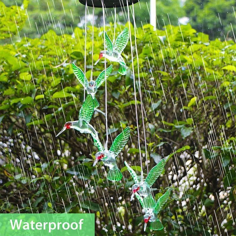 Wind Chimes Solar Powered Led Lights Changing Hanging Garden Yard Outdoor Decor - Dragonfly