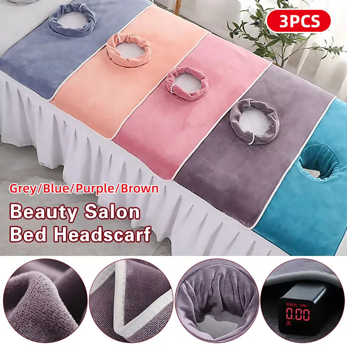Thick Absorbent Massage Table Cover with Face Hole Soft Spa Beauty Salon Sheet - Brown