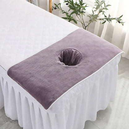 Thick Absorbent Massage Table Cover with Face Hole Soft Spa Beauty Salon Sheet - Brown