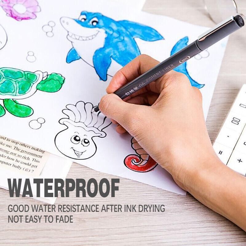 6 Pcs Set 6 Sizes Micro Pen Fineliner Ink Pens Waterproof Fine Point Line Black