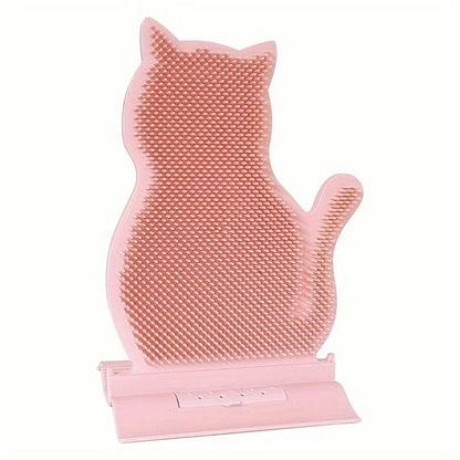 Fixed Tease Cat Scrubber Massage Brush Scratching Toy for Cats Grooming Brush - Pink