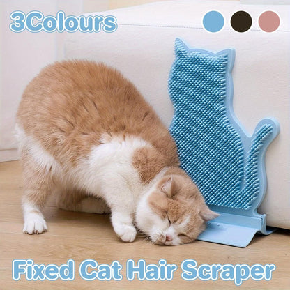Fixed Tease Cat Scrubber Massage Brush Scratching Toy for Cats Grooming Brush - Pink