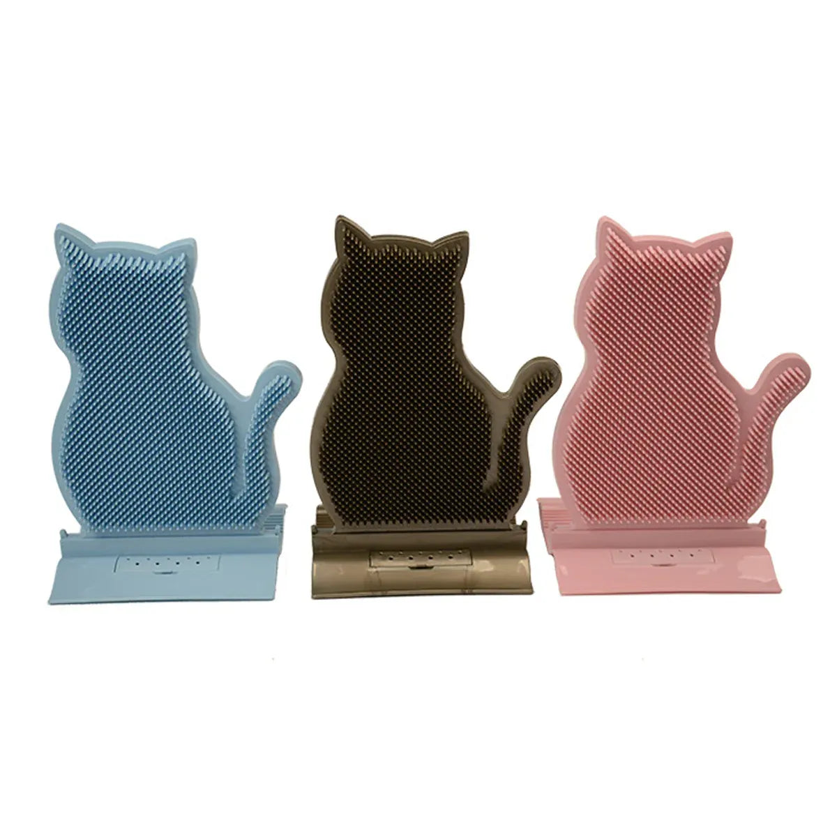 Fixed Tease Cat Scrubber Massage Brush Scratching Toy for Cats Grooming Brush - Pink