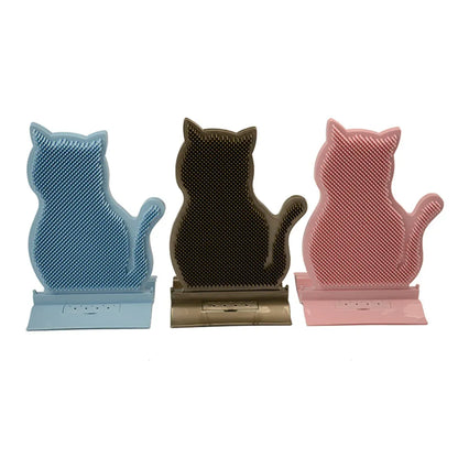 Fixed Tease Cat Scrubber Massage Brush Scratching Toy for Cats Grooming Brush - Pink