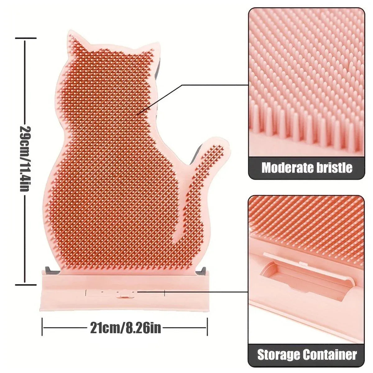 Fixed Tease Cat Scrubber Massage Brush Scratching Toy for Cats Grooming Brush - Pink