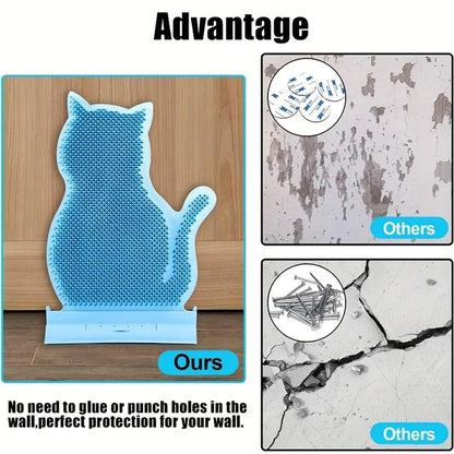 Fixed Tease Cat Scrubber Massage Brush Scratching Toy for Cats Grooming Brush - Pink
