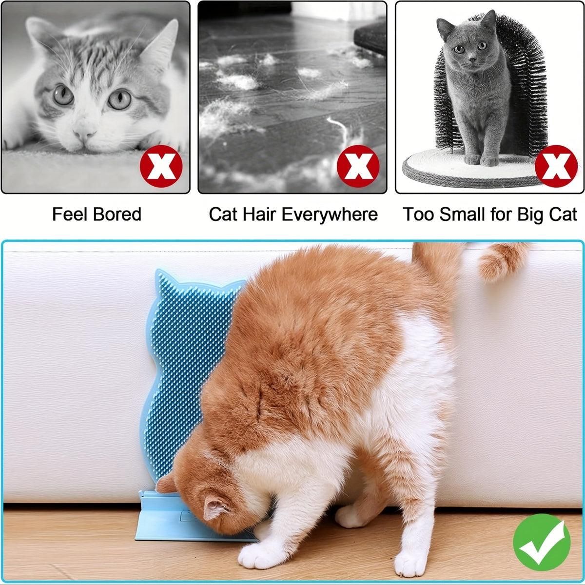 Fixed Tease Cat Scrubber Massage Brush Scratching Toy for Cats Grooming Brush - Pink