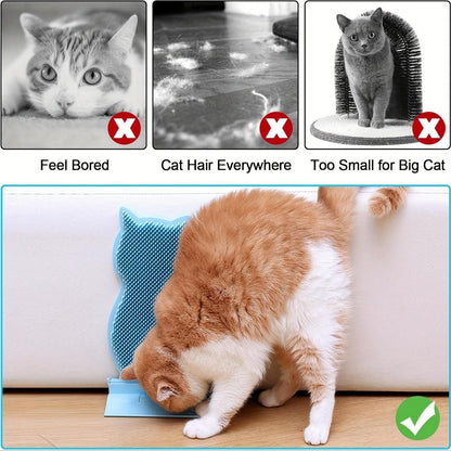 Fixed Tease Cat Scrubber Massage Brush Scratching Toy for Cats Grooming Brush - Pink
