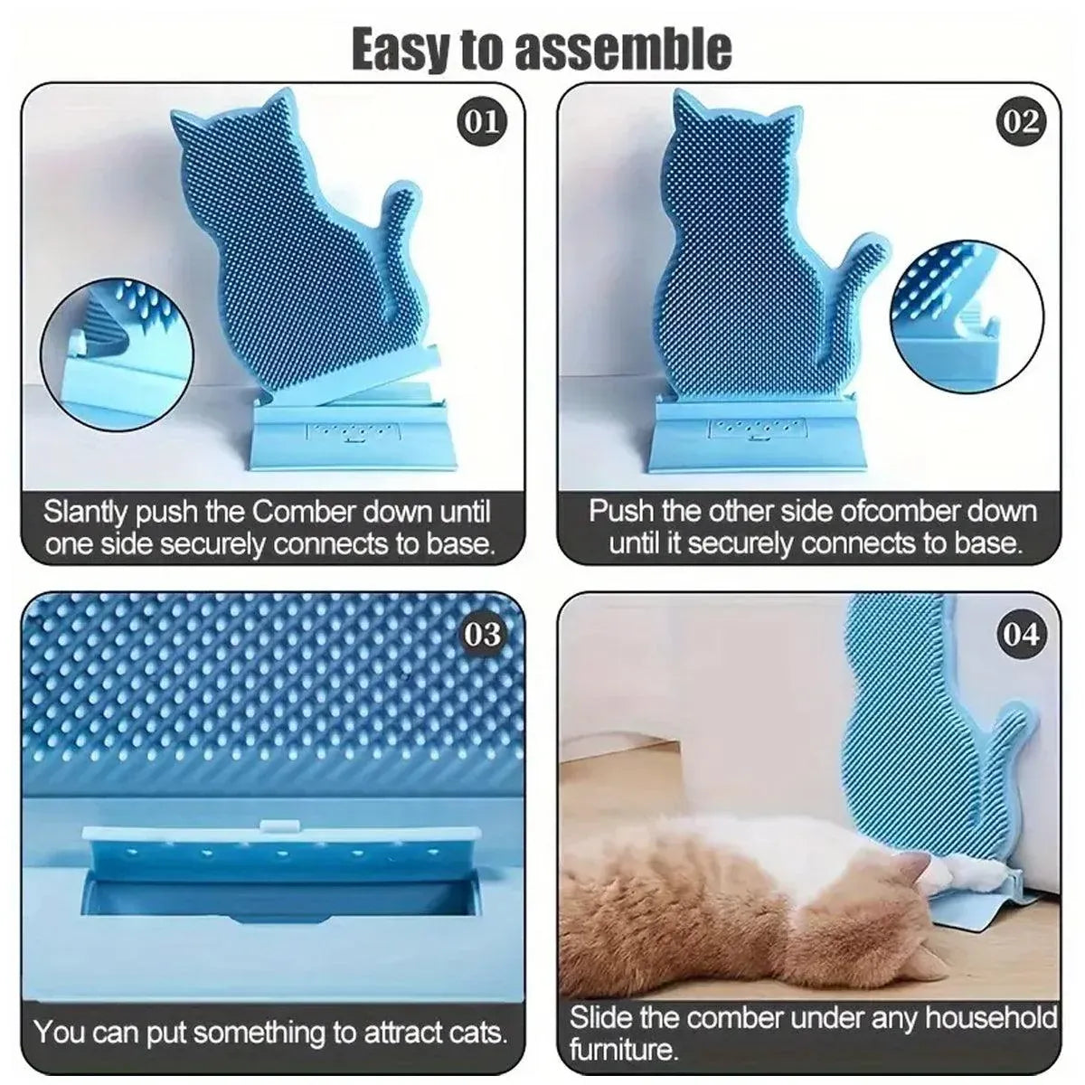Fixed Tease Cat Scrubber Massage Brush Scratching Toy for Cats Grooming Brush - Pink