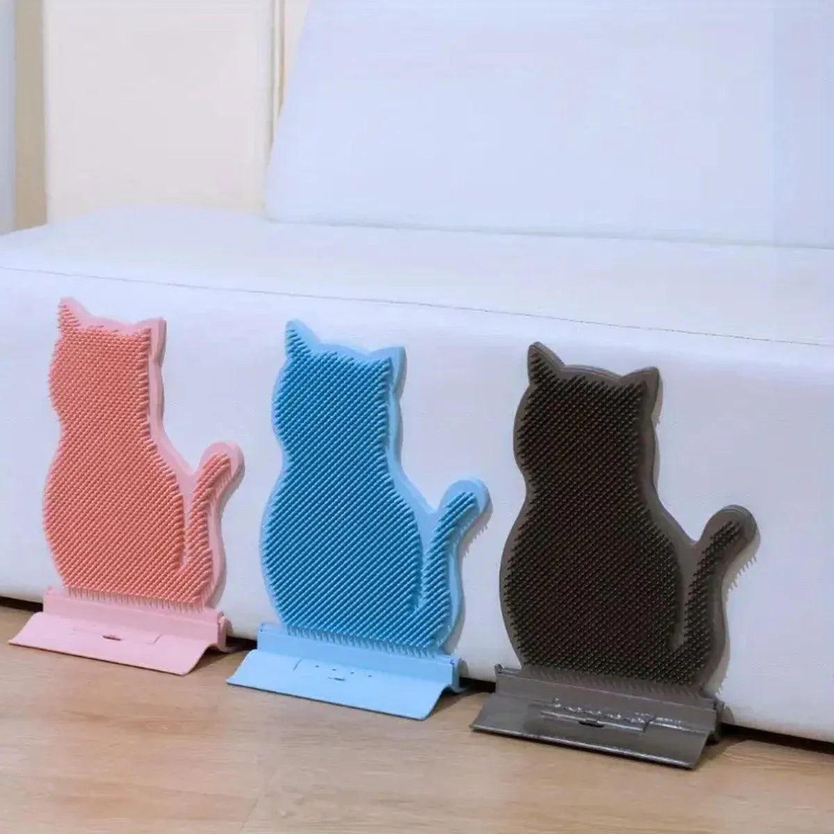 Fixed Tease Cat Scrubber Massage Brush Scratching Toy for Cats Grooming Brush - Pink
