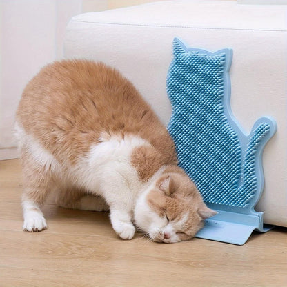 Fixed Tease Cat Scrubber Massage Brush Scratching Toy for Cats Grooming Brush - Pink