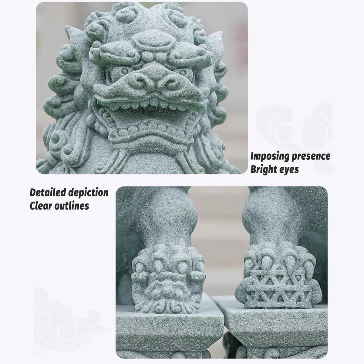 1 Pair Chinese Style Small Stone Lion Decoration Home Desktop Decor Art Craft