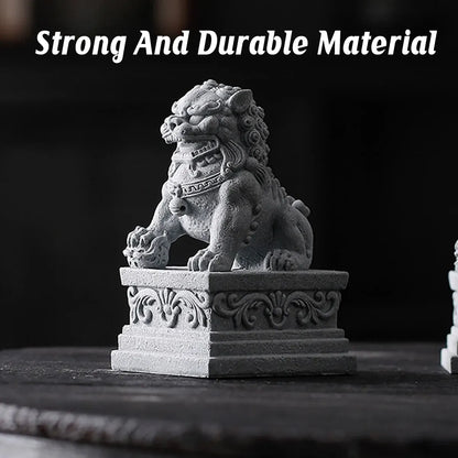 1 Pair Chinese Style Small Stone Lion Decoration Home Desktop Decor Art Craft