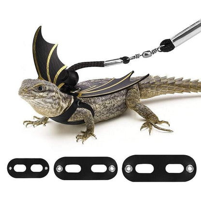 Lizard Harness Leash with Bat Wings Adjustable Reptile Lead for Bearded Dragons