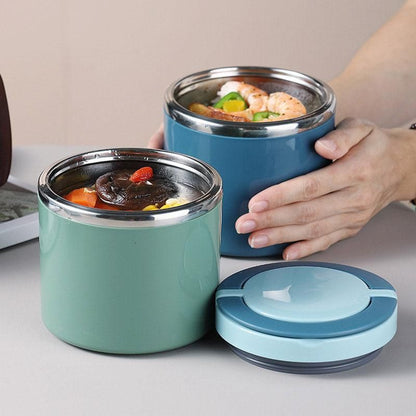 Stainless Steel Insulated Lunch Box Bento Box Thermal Food Container Breakfast - Blue
