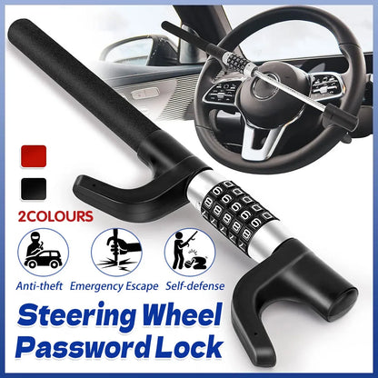 Car Steering Wheel Lock Anti Theft Security Code Lock for Vehicle Protection Use - Red