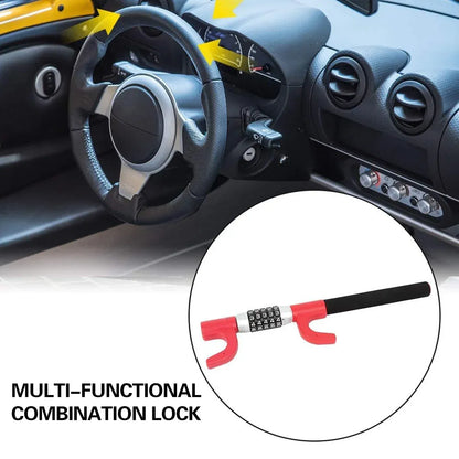 Car Steering Wheel Lock Anti Theft Security Code Lock for Vehicle Protection Use - Red