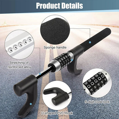 Car Steering Wheel Lock Anti Theft Security Code Lock for Vehicle Protection Use - Red