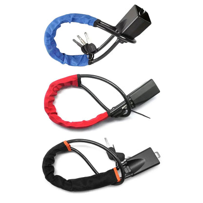 Universal Steering Wheel Lock with 3 Key Seat Car Belt Lock Anti-Theft Device - Black