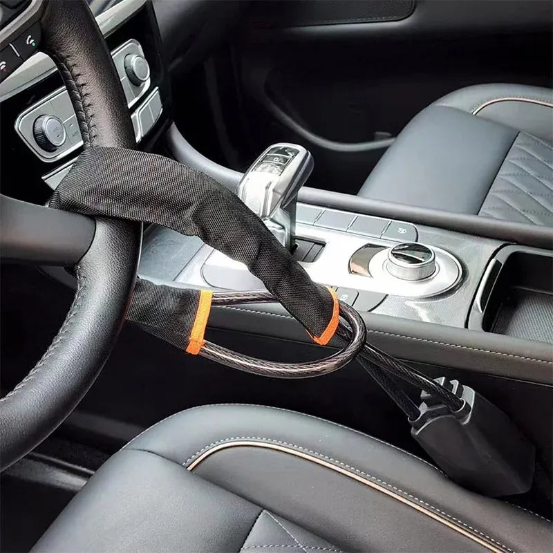 Universal Steering Wheel Lock with 3 Key Seat Car Belt Lock Anti-Theft Device - Red