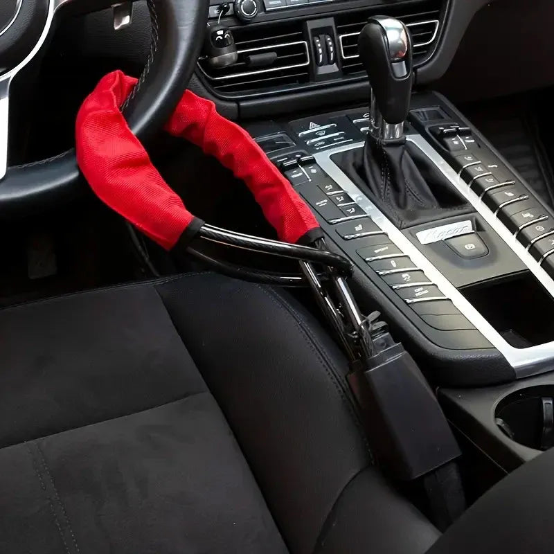 Universal Steering Wheel Lock with 3 Key Seat Car Belt Lock Anti-Theft Device - Red