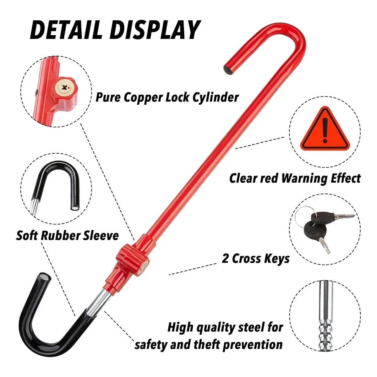Multifunctional Car Steering Wheel Lock Anti-Theft Vehicle Security