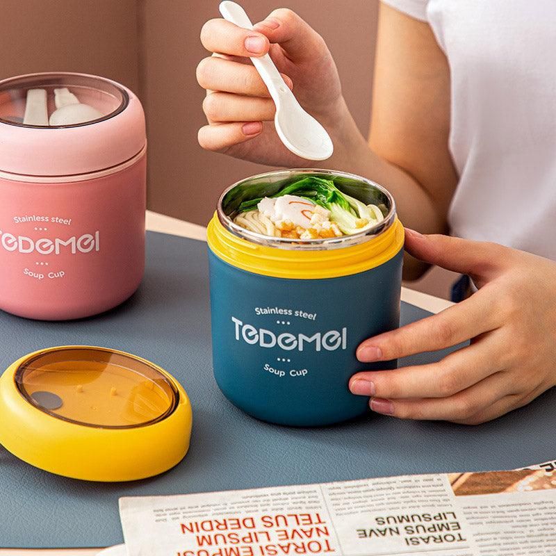 530ml Stainless Steel Insulated Lunch Box Portable Food Storage Mug Soup Meals - Blue