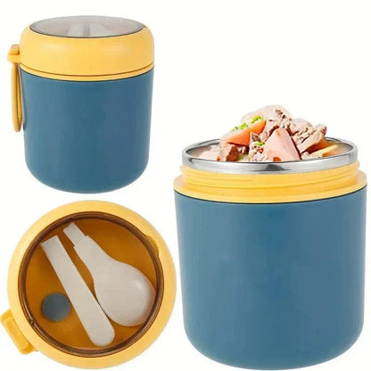 530ml Stainless Steel Insulated Lunch Box Portable Food Storage Mug Soup Meals - Blue