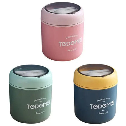 530ml Stainless Steel Insulated Lunch Box Portable Food Storage Mug Soup Meals - Pink