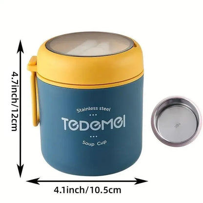 530ml Stainless Steel Insulated Lunch Box Portable Food Storage Mug Soup Meals - Pink