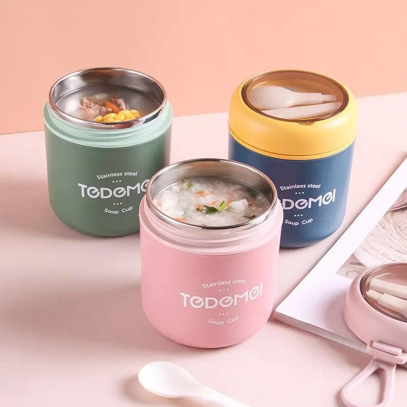 530ml Stainless Steel Insulated Lunch Box Portable Food Storage Mug Soup Meals - Pink