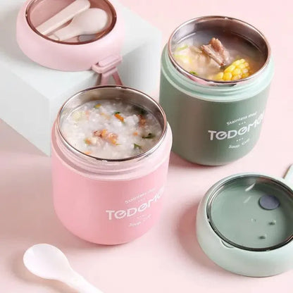 530ml Stainless Steel Insulated Lunch Box Portable Food Storage Mug Soup Meals - Pink