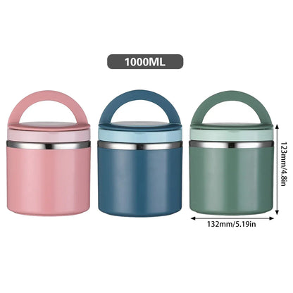 1L Large Capacity Stainless Steel Insulated Lunch Box Food Container Durable - Pink