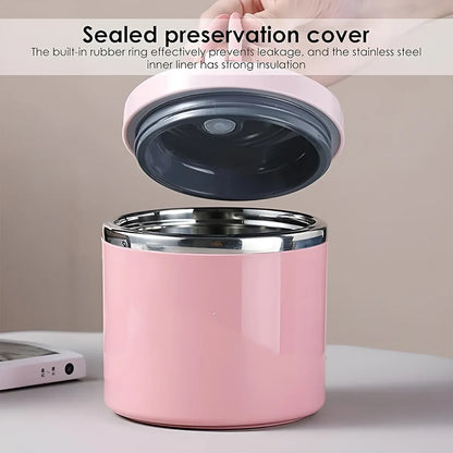 1L Large Capacity Stainless Steel Insulated Lunch Box Food Container Durable - Pink