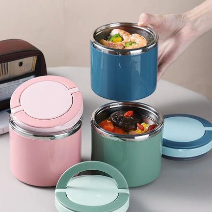 1L Large Capacity Stainless Steel Insulated Lunch Box Food Container Durable - Pink