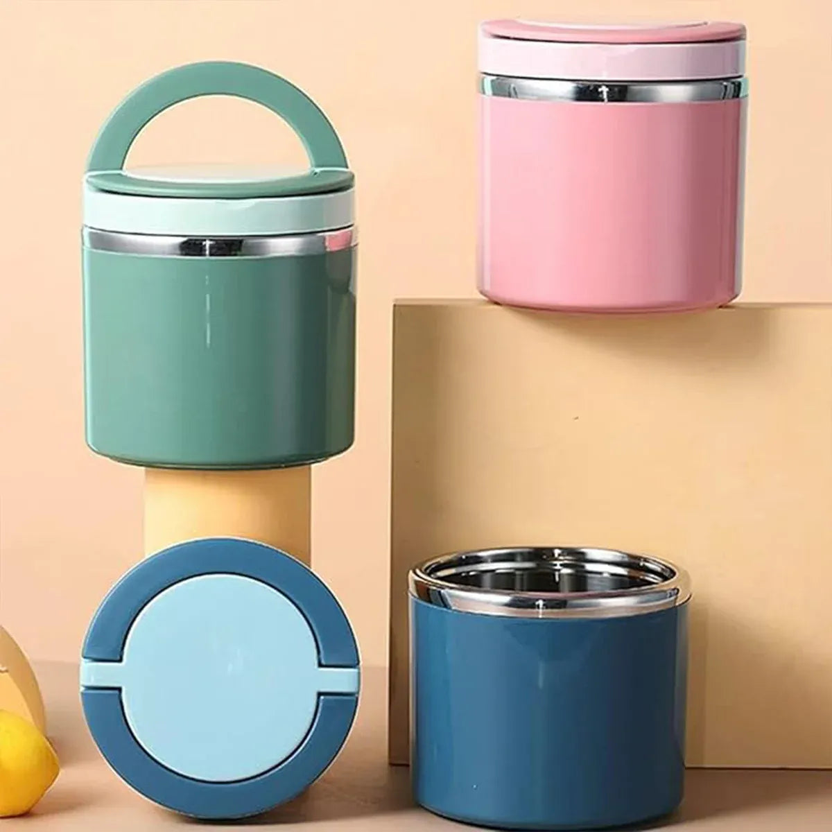 1L Large Capacity Stainless Steel Insulated Lunch Box Food Container Durable - Pink