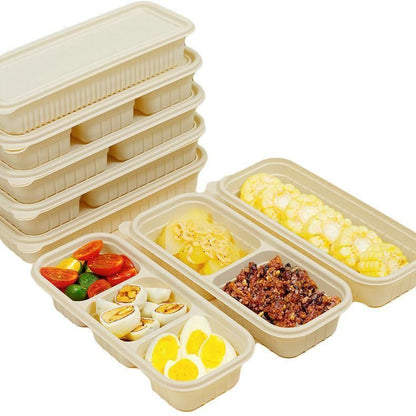 Corn Starch Meal Prep Containers Lids Durable Multi Compartment - C2A