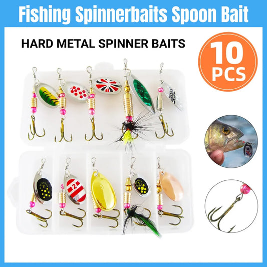Lure Bait Composite Rotating Spoon 3.5-8g Feather Hook Metal Artificial Lure