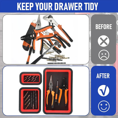 3PCS Foldable Metal Parts Tray Set Silicone Tool Organizer for Garage Repair