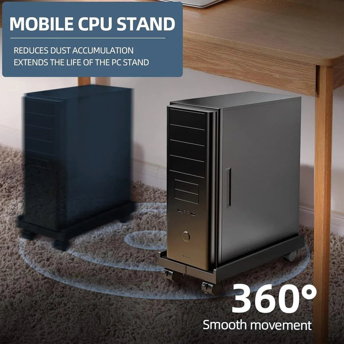 Plastic Computer Case Bracket Retractable Mobile Host Shelf for Under Desk Use